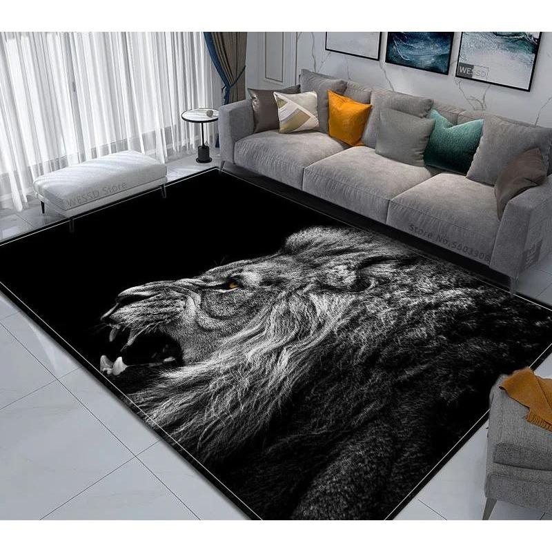3D Animal Lion Printed Carpet Creative Door Floor Mat Soft Doormat Non-slip Floor Mat Living Room Rug Home Decoration Washable