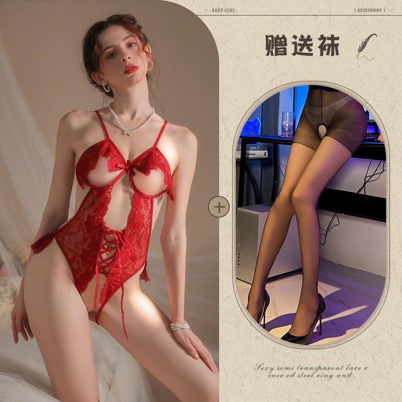 Underwear small chest onesie sexy lace open gear free uniform temptation pajamas