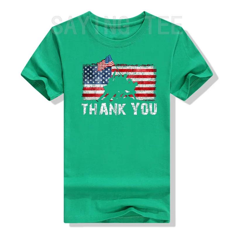 Patriotic American US Flag Thank You Memorial Day Veteran T-Shirt USA Proud Graphic Tee Tops 4th of July Clothes Novelty Gifts