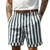Mens Vertical Stripe Casual Shorts with Turn Up Hem Relaxed Fit Lightweight Breathable Fabric for Everyday Wear