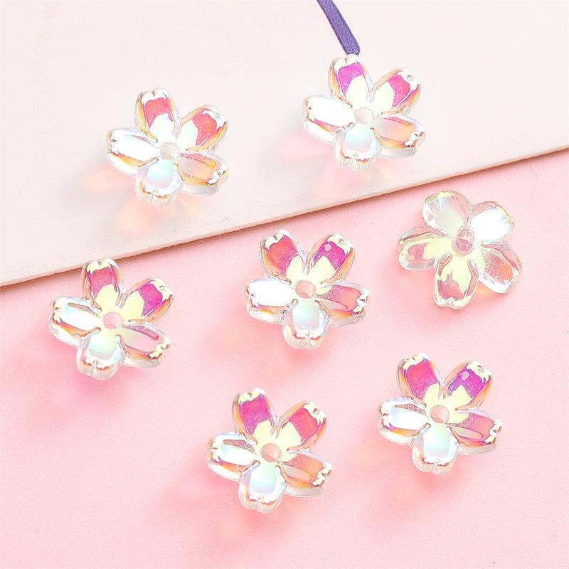 Glass Gradient Cherry Blossom Three-dimensional Accessories Beading Accessories Handmade Diy Bracelet Spacer Beads Accessories Strings Loose Beads