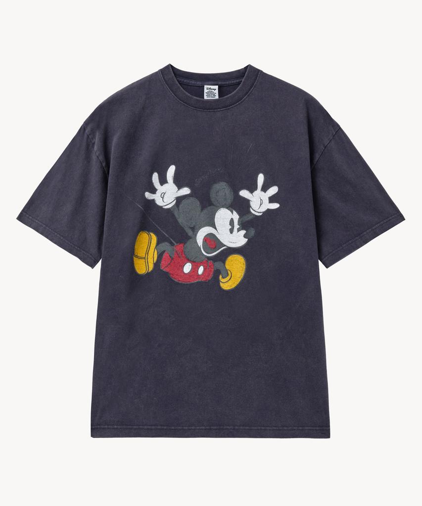 VTWO Fade Wash Jumping _Mickey_ T-Shirt (Dark Navy)