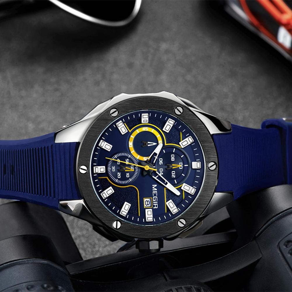 Megir Menn Sport Klokke Vanntett Lysende Kronograf Quartz Army Military Watches Klokke Menn