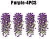 Artificial Hanging Flowers Plants Faux Silk Purple Morning Glory Long Vines UV Resistant Realistic for Garden Balcony Decor