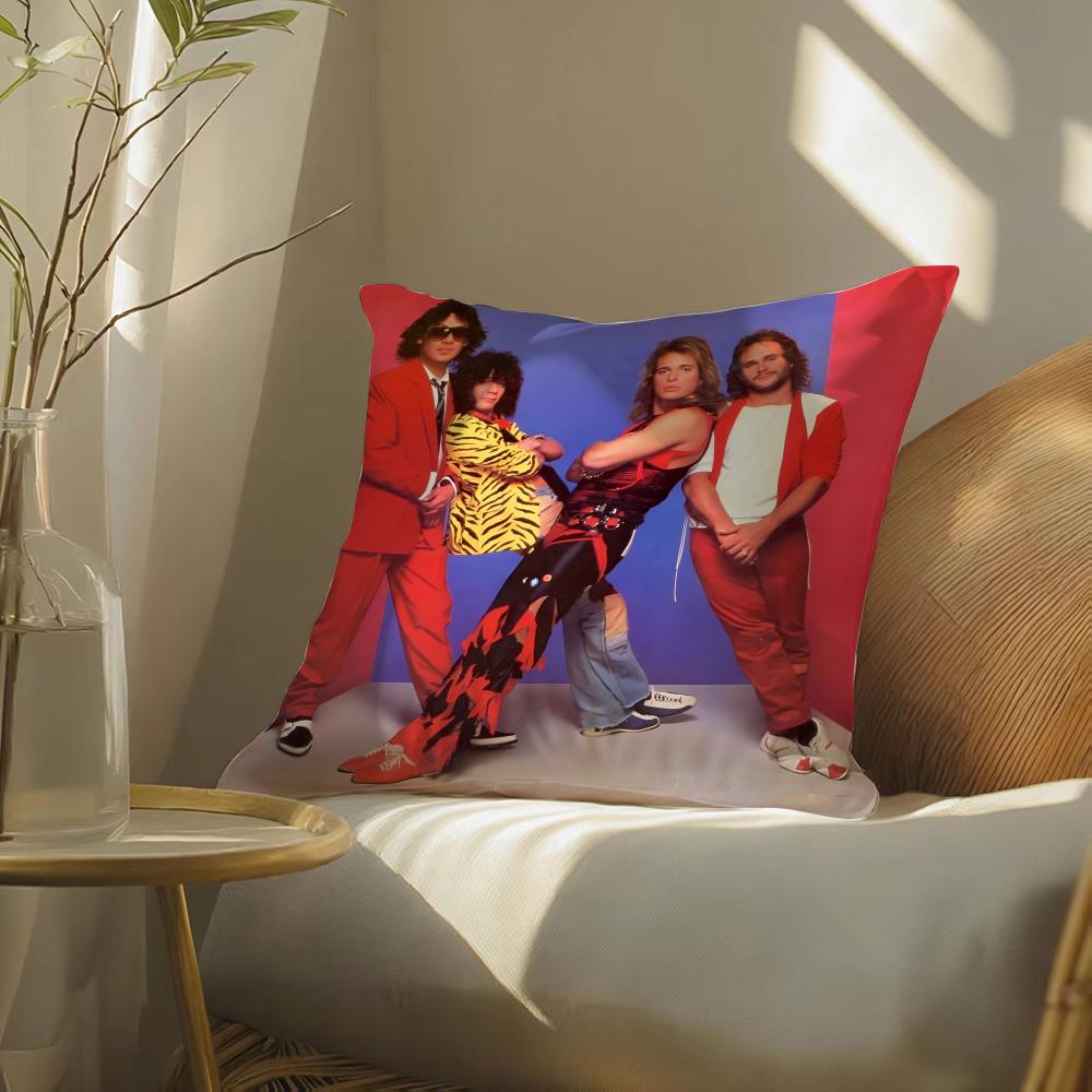 Van HHalen Rock Band Pillow Case DoubleSided Plush Sofa Cushion Covers Organic Breathable Invisible Zipper