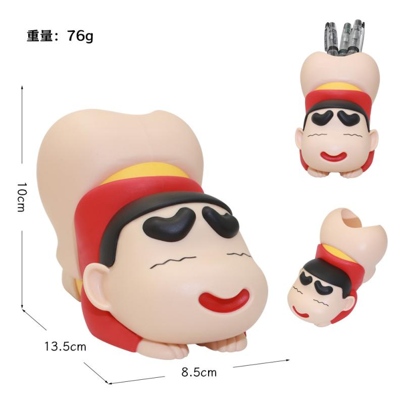 1 Piece Desktop Ornament  Crayon Shin Chan Anime Pen Holder Trendy Play Handmade Model Doll Children'S Birthday Gifts