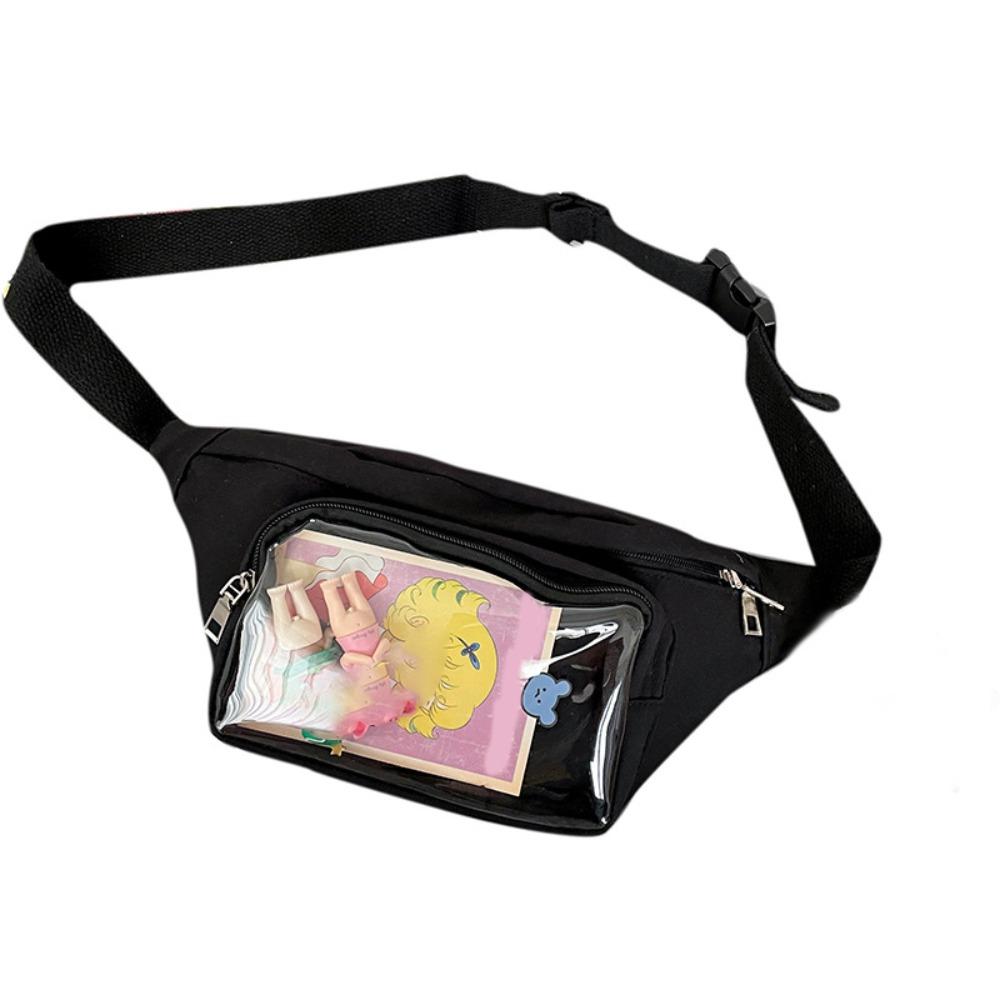 

Japanese Large Capacity Transparent Itabag Purses Casual Belt Pouch Y2K Chest Bag Crossbody Bag Travel чёрный