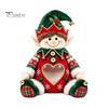 Plush Candy Storage Box Christmas Snack Bag, Clear Heart Window Doll with Back Zipper, Holiday Cookie Gift Soft Knitted Ornament Holder, Decorative