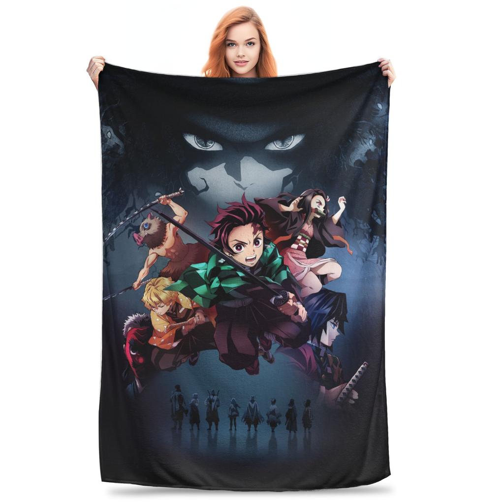 Kimetsu Demon Slayer Blankets Velvet Spring/Autumn Anime Kimetsu No Yaiba  Super Warm Throw Blankets for Bed Outdoor Rug Piece