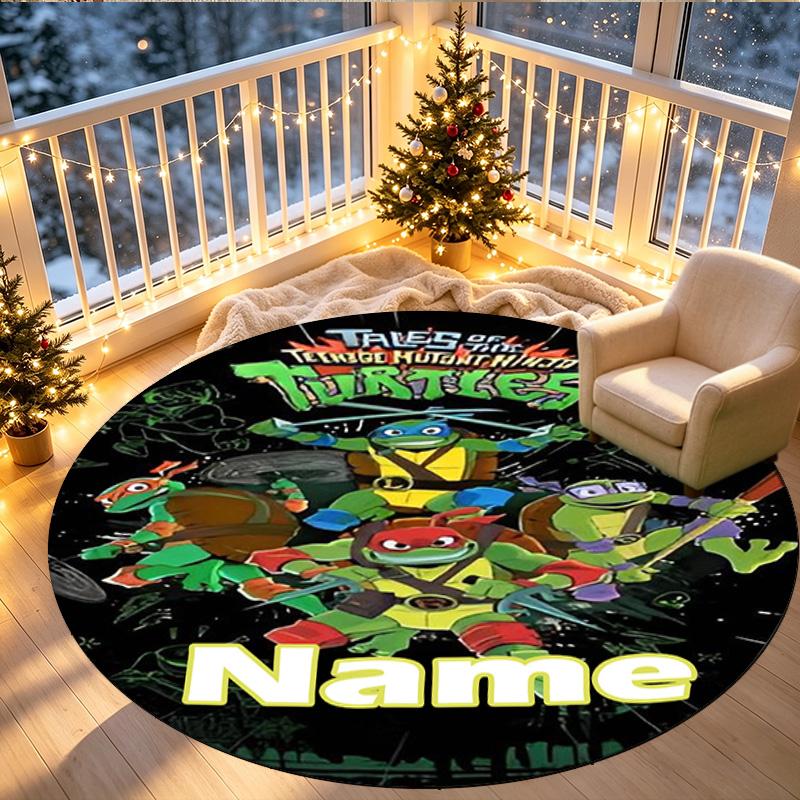 Custom Name Personalized Gamer Print Round Rug, Versatile Home Decor Carpet, for Playroom, Apartment, Balcony, Entryway, Hallway Gift