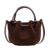 Luxury Suede Tote & Bucket Bag: Stylish Mother-Child Shoulder/Crossbody with Ruched Design