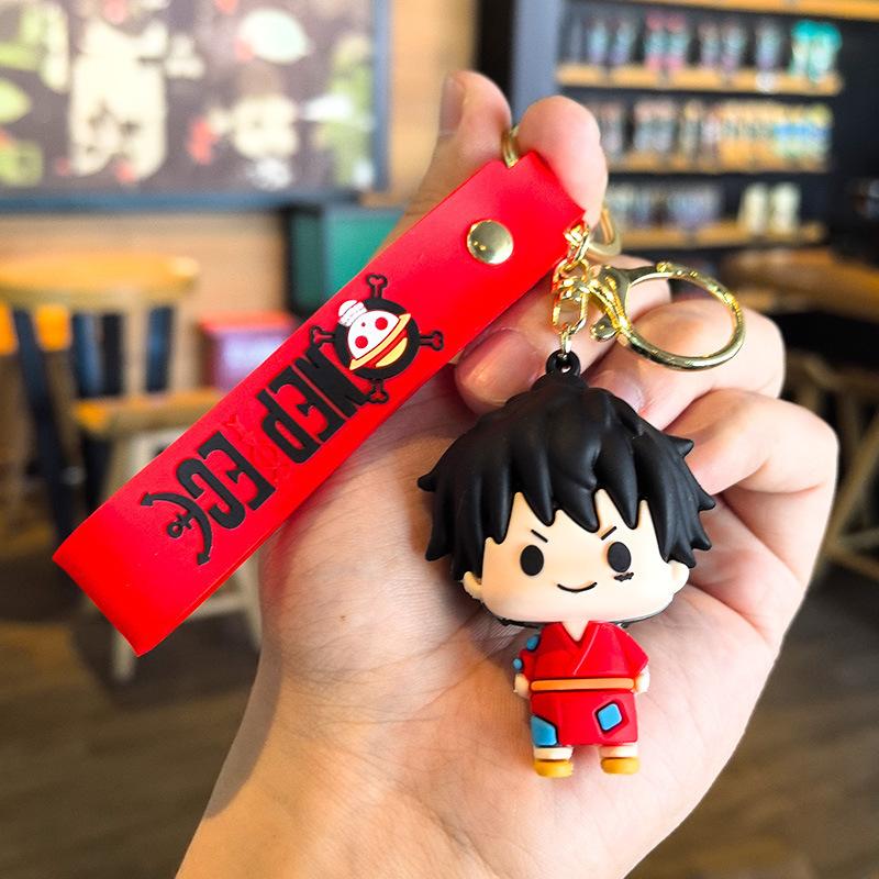 Anime One Piece Keychain Cute Luffy Sabo Resin Action Key Ring Car Backpack Decor Key Chain Gifts