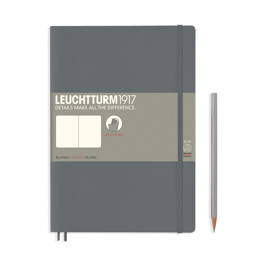 Leuchtturm Officially Imported Notebook, B5, Plain, Softcover, Anthracite, 355312,