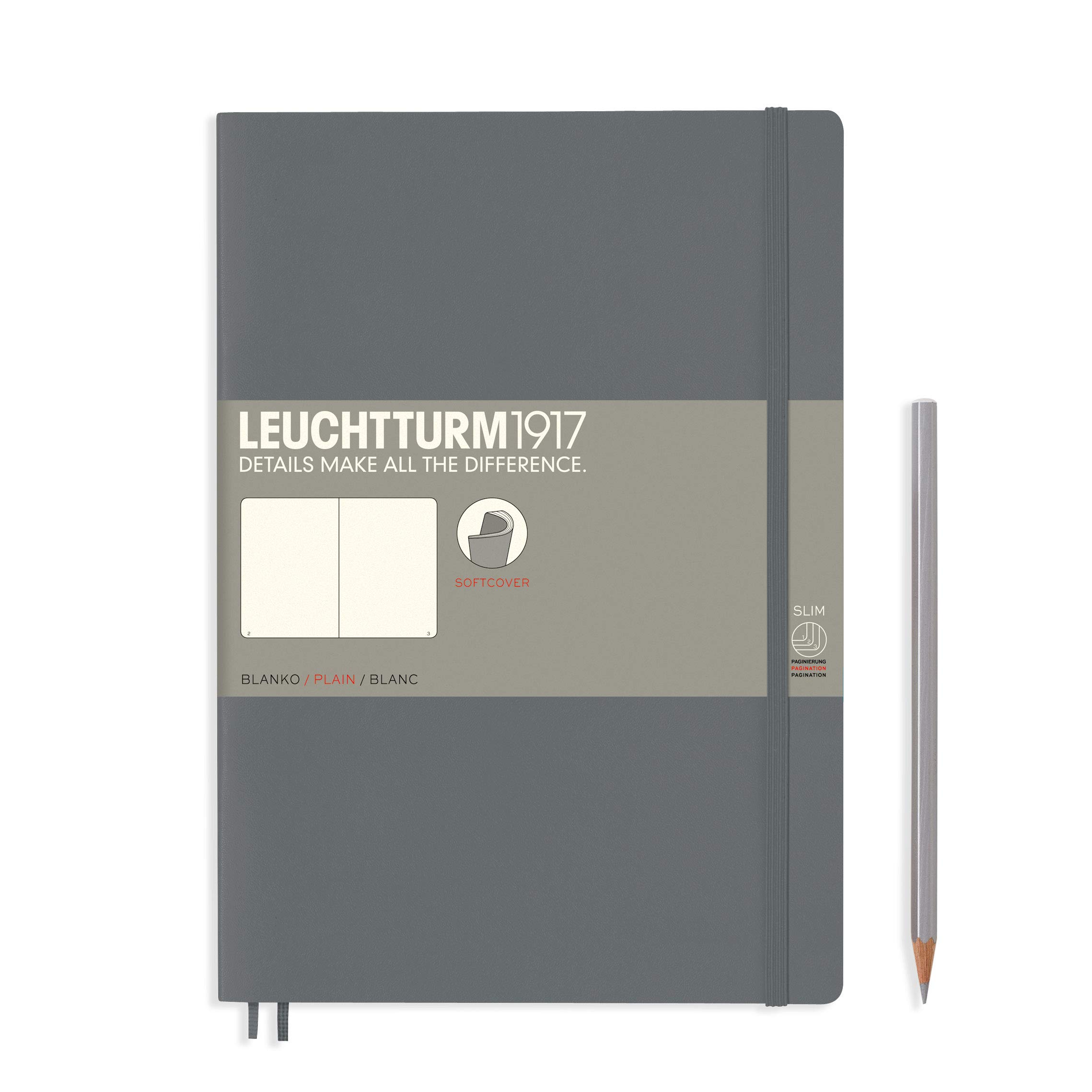 

Leuchtturm Officially Imported Notebook, B5, Plain, Softcover, Anthracite, 355312,