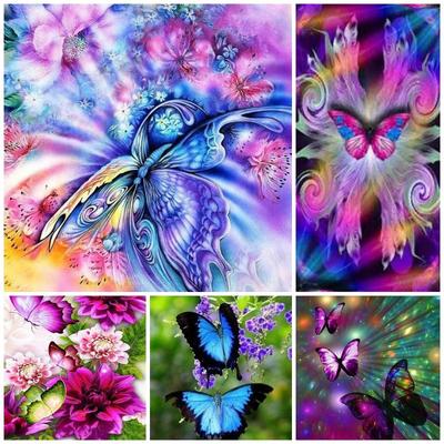 5D DIY Diamond Painting Kit Butterfly Fluttering Diamond Embroidery Rhinestones Decorations for Home