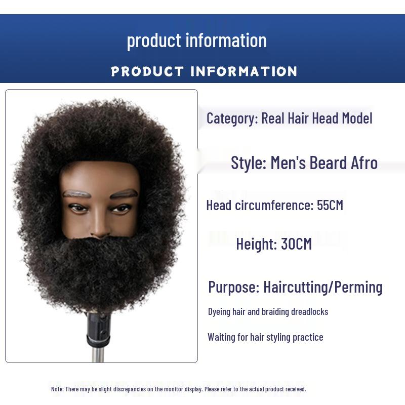 Men's Real Hair Beard Model Head for Styling and Practice