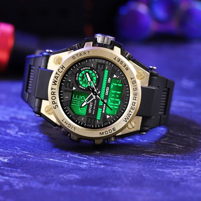 

Multifunction Men s Sports Watch Waterproof Luminous Alarm Clock Men LED Digital Watch Large dial Electronic Wristwatch for Man Яскраво-рожевий