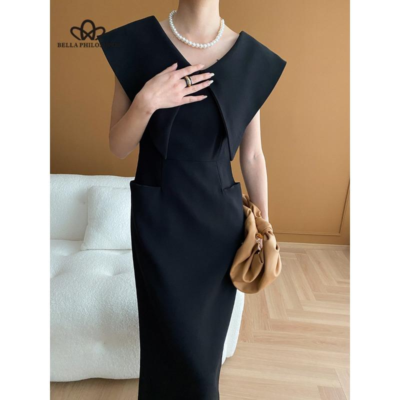 Designový styl Francouzské špičaté sako Rozparek v pase Dlouhé šaty Ležérní styl Šaty Dámské šaty