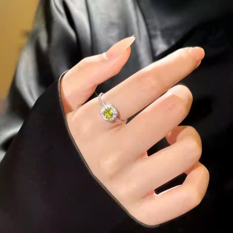 Korean sugar cube zircon open ring casual simple daily versatile index finger ring niche high-end jewelry wholesale
