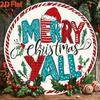 Vintage Metal Tin Sign 8x8 Inch Round Wall Art Retro Merry Christmas Decoration for Home Kitchen Party Hanging