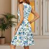 Abito da donna Scollo a V Senza maniche Casual Stampa floreale Orlo pieghettato