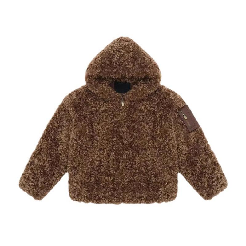 Imitation Lamb Wool Coat Women's New Winter Hooded Thickened Loose High-end Fur Fur Coat Light