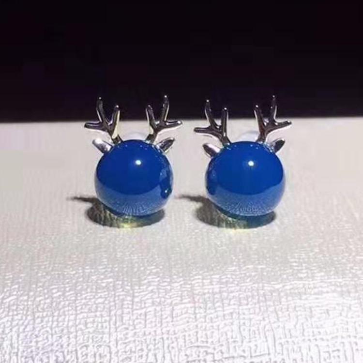 

Серьги-пусеты из доминиканского голубого янтаря, золото 18 карат, 8 мм - Идеальный рождественский ювелирный подарок 18K Gold