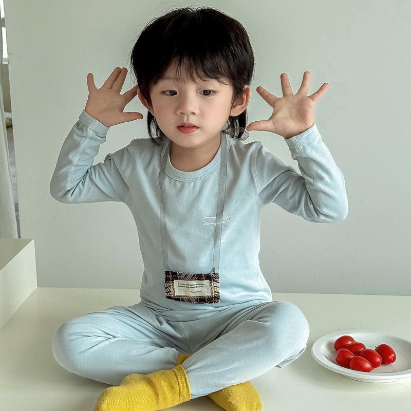 Kids' Lightweight Cotton Underwear Set - Autumn/Winter Pajamas for Elementary Students