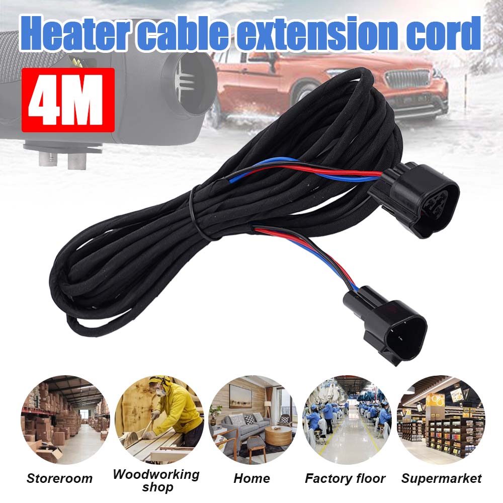 2/3/4M Wiring Harness Kit Black Plug Dual Head Parking Heater Universal LCD Switch Parking Heater Extension Cable for Truck Van