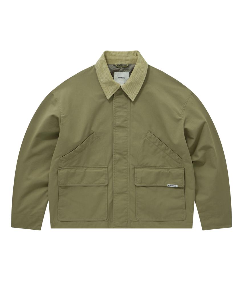 COVERNAT Corduroy Collar Contrast Jacket Light Khaki