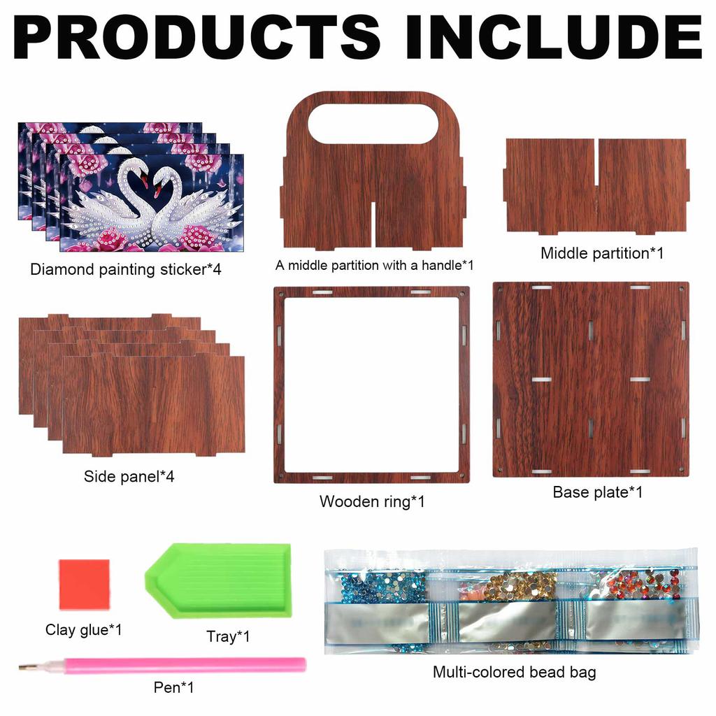 DIY Wooden Diamond Painting Kits Organizer Box Makeup Brush Organizer Home Dining Living Room Tabletop Art Decoration