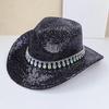 New Sequined Western Cowboy Hat Trendy Personalized Hat Autumn and Winter Women's Party Performance European and American Jazz Top Hat