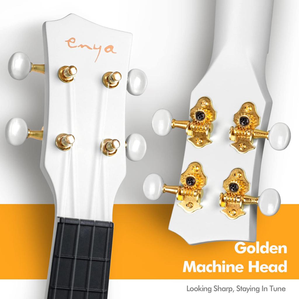 Sopránové ukulele Enya Nova U Mini WH Enya Ukulele pro začátečníky Set Dodává se s kapodastrem a náhradními strunami (Uhlíkové vlákno) Pouzdro, Řemínek, (Bílý)