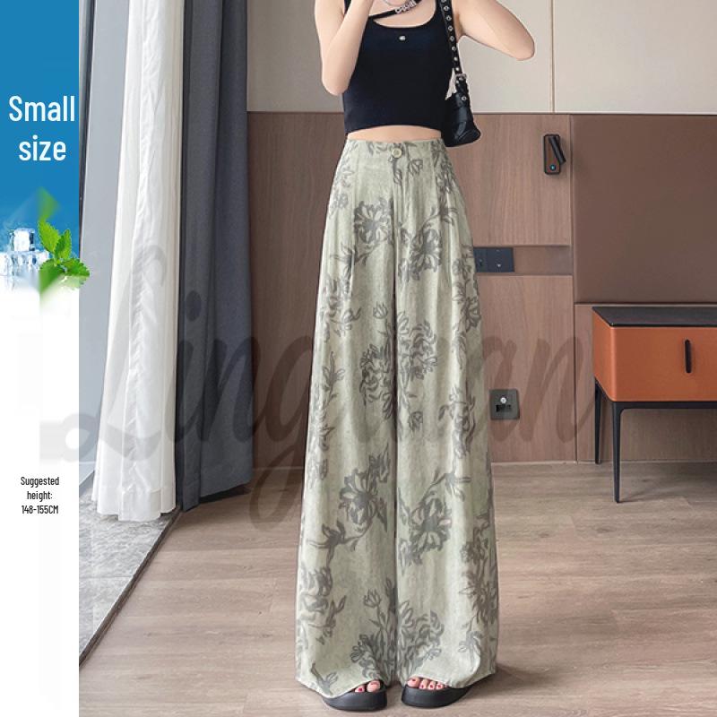 Women's High-Waist Retro Print Wide-Leg Linen Pants - Spring 2026 Collection