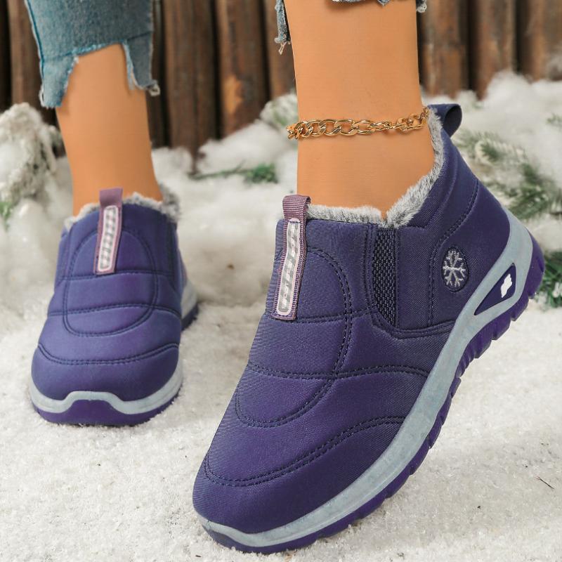 Women's Winter Boots Warm Shoes Round Toe Flat Shoes Solid Color Comfortable for Casual Boots