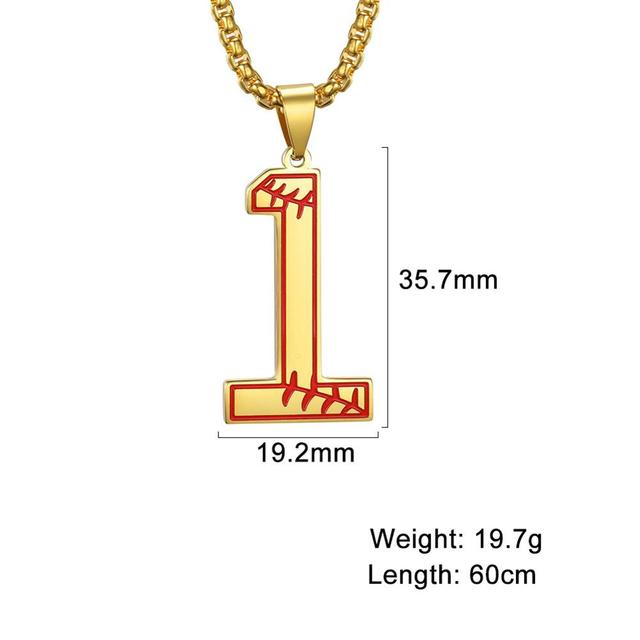 My Shape Baseball Pattern Number Pendant Necklace For Men Sport Basketball Figure Stainless Steel Necklaces Fashion Male Jewelry