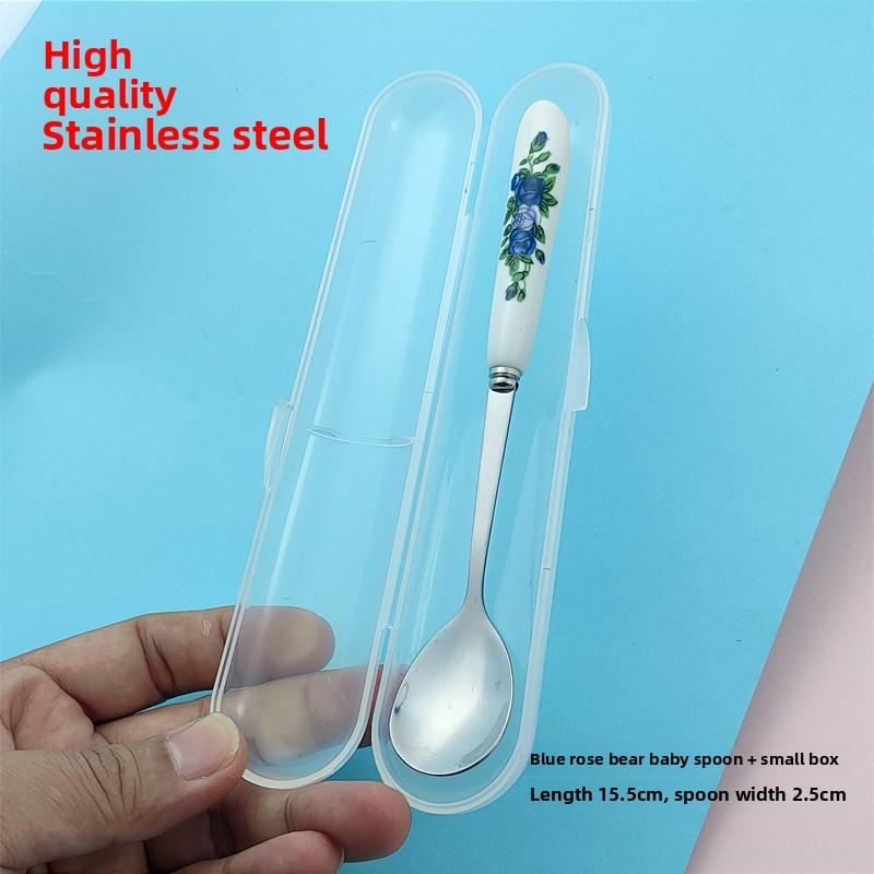 Newborn Baby Cerc Spoon Feeding Utensils 304 Stainl Steel Baby Food Puree Water Milk Poer Small round Spoon Cutlery