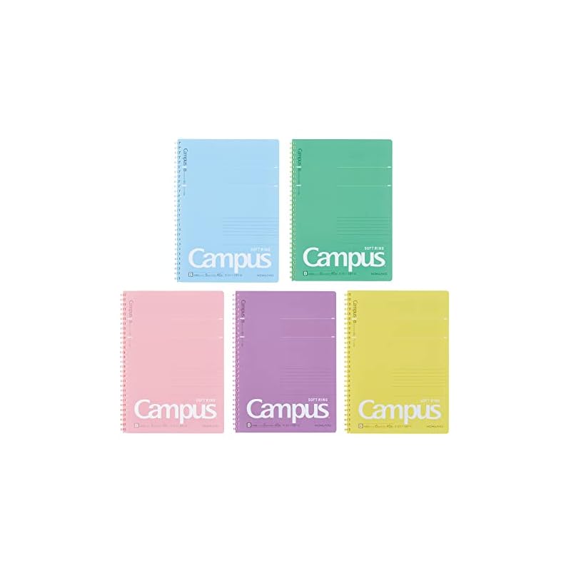 KOKUYO Campus Soft Ring Notebook, Dot Ruled, 40 Sheets, B5 Size, Set of 5 (SU-S111BTX5CSET)