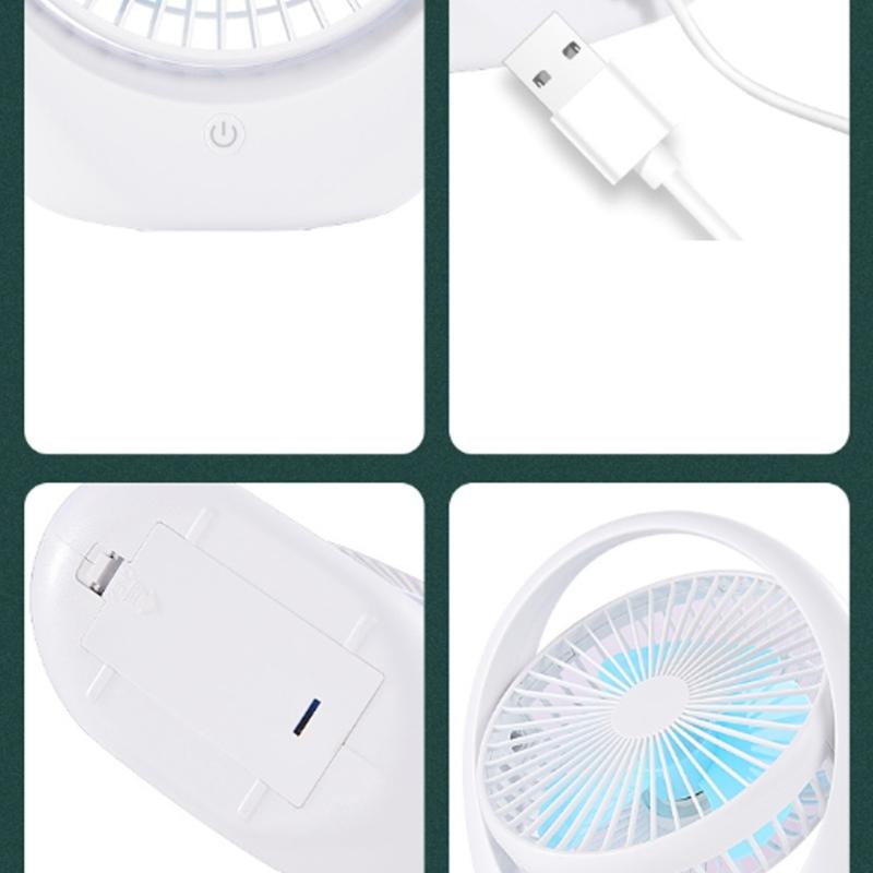 USB Fan Quiet Operation 3Speeds Quiet Operation USB Rechargeable for Home and Office Powerful Cooling