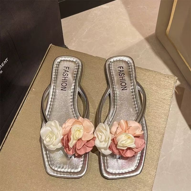 Fashion Slippers for Women Fashion Flower Decoration Women Flat Shoes Elegant Design Womens Summer Comfort Beach Sandals Sandalias Mujer
