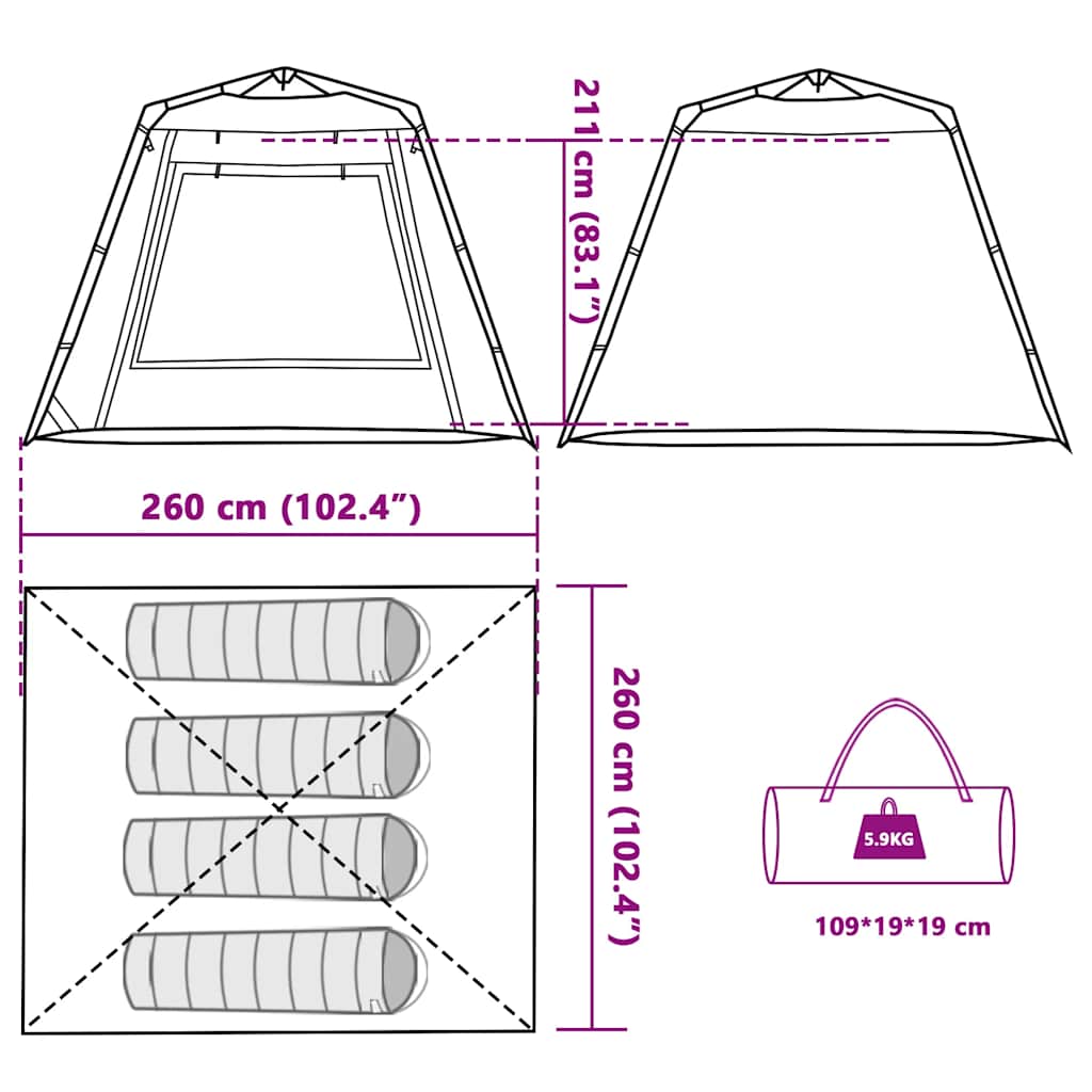 Angel Tent for 4 Persons Olive Green Quick Release
