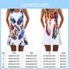 Vintage Boho Dameslos Zomer Mouwloos 3D Bloemenprint Tank Mini Jurk Voor Moeiteloze Stijl