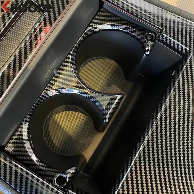Car Center Console Water Cup Holder Frame Cover Trim For Toyota Sienna Carbon Fiber Interior Moulding Accessories