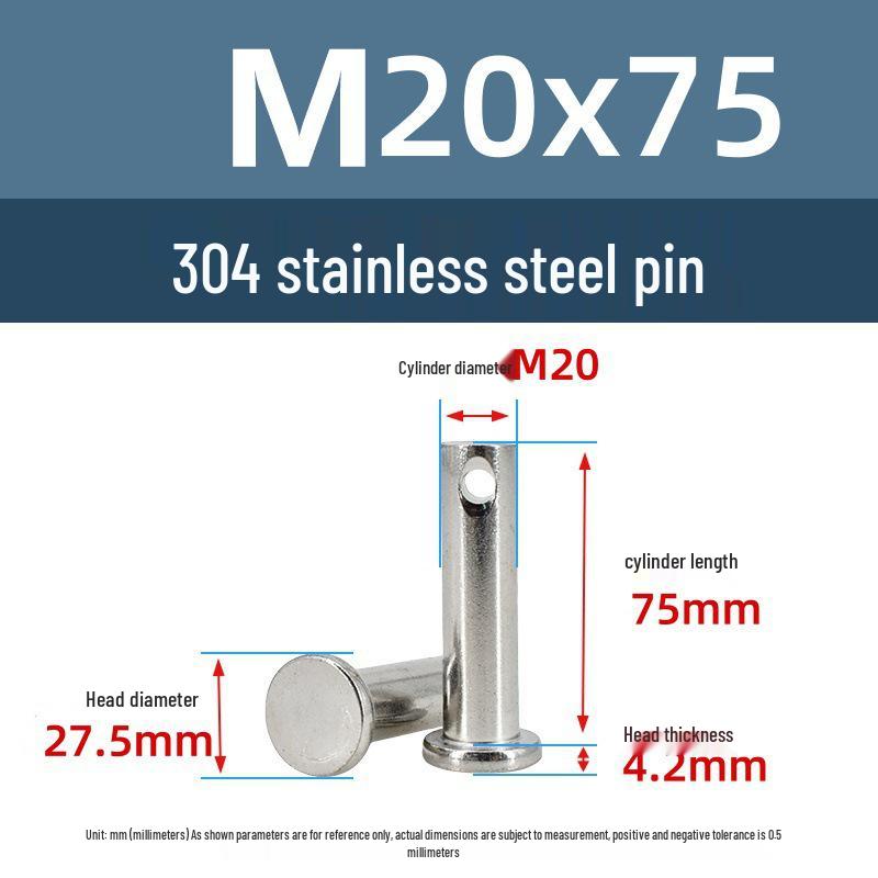 304 Stainless Steel Cylindrical Flat Head Positioning Pin with Hole (M3-M10)