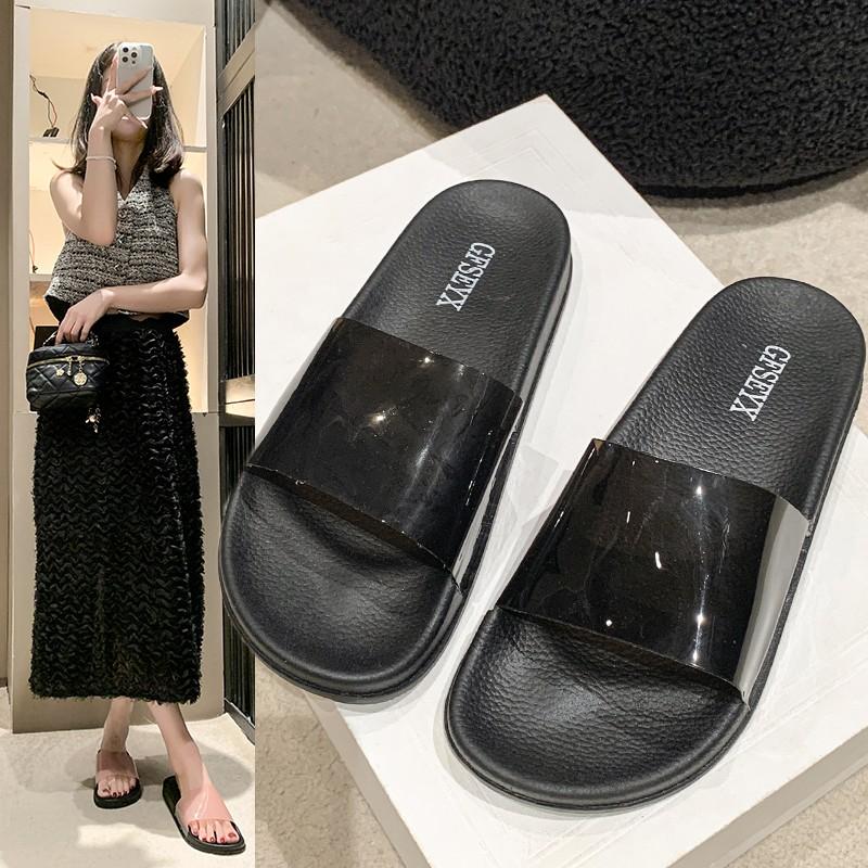 35-44 yards big size women's shoes summer new one word slippers female external wear comfortable thick bottom simple sandal drag
