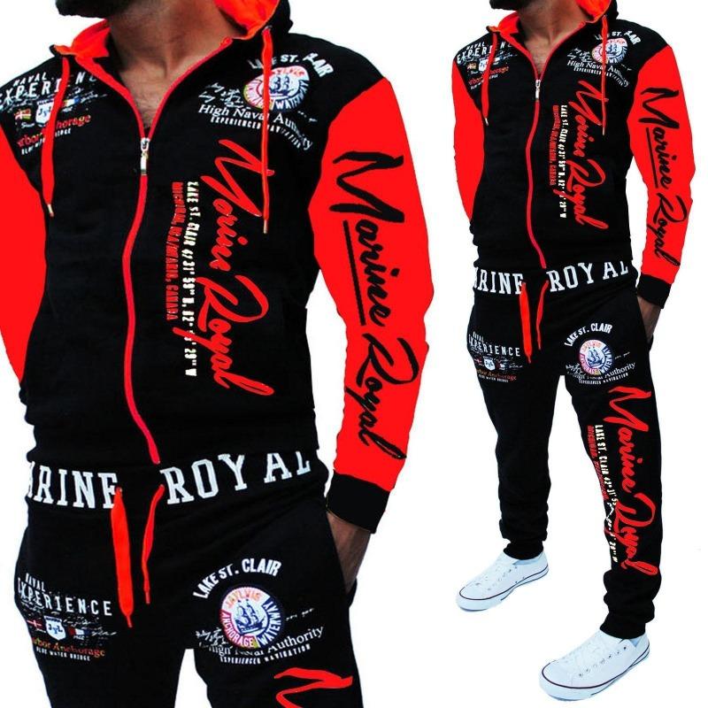 

2026 Autumn Hip Hop Casual Sports Set: Elastic Hooded Top & Pants S красный