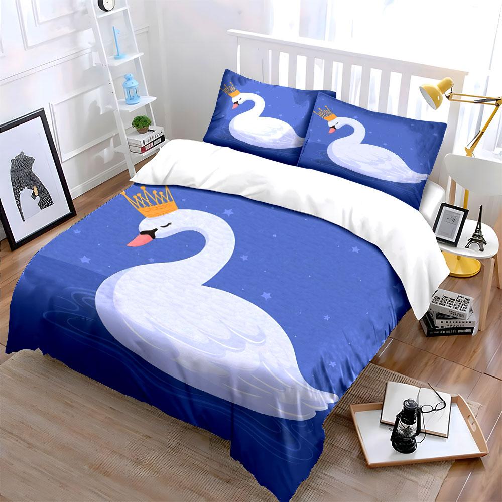 Elegant Swan Bedroom Decor Set Multiple Sizes Kid'S And Adults' Bedroom Exquisite 3Pc Bedding Set, Gift