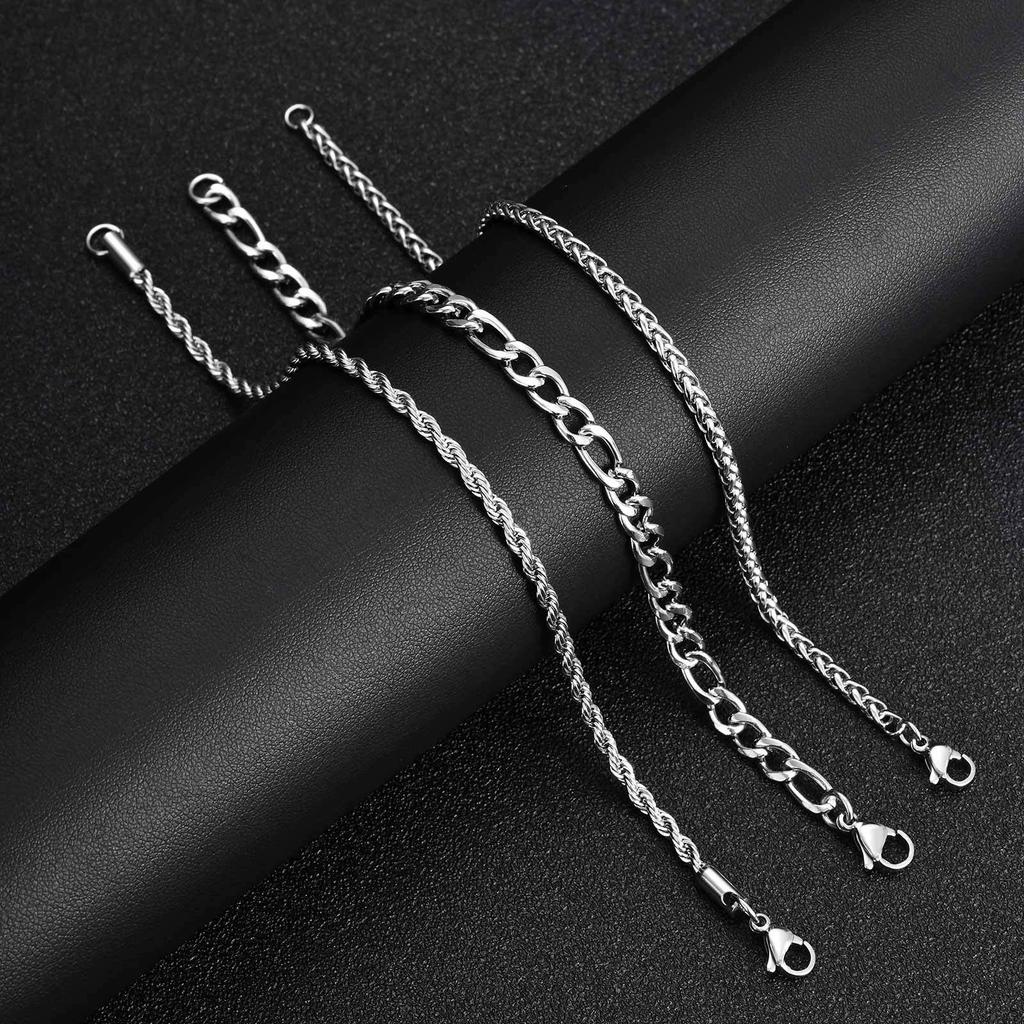 Vnox Men's Stainless Steel Chain Bracelet, 21cm Silver Color Waterproof Unisex Jewelry, Simple Casual Cuban Chain Gift for Him