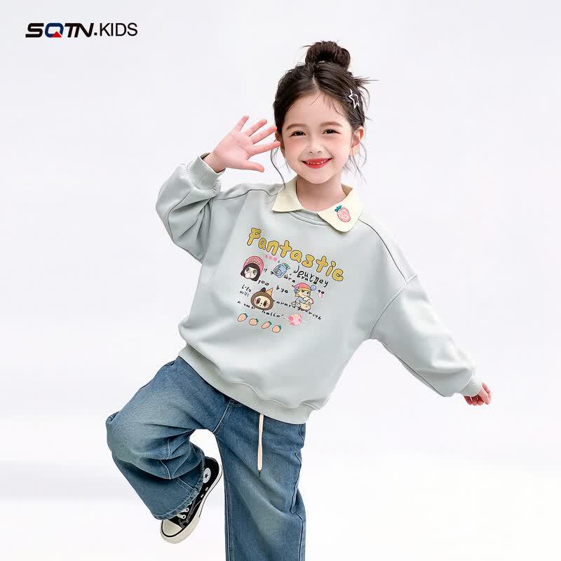 Girls Academy Style Cartoon Pullover Sweatshirt 130