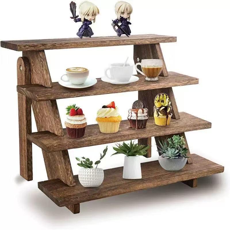 Wooden Ladder-Style Shelf: Multi-Purpose Display for Cupcakes and Potted Plants Multi-Purpose